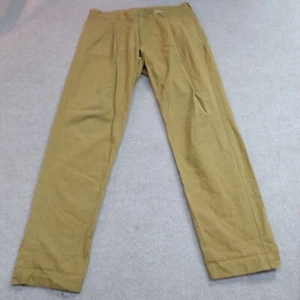 Entire World Mens Pants 36 x 31 Beige Yellow Mustard Trousers Cotton Pleated - Picture 1 of 12