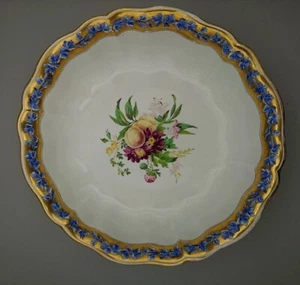 William Mortlock and Sons Bowl Flowers Peach English Antique Victorian 24cm wide - Picture 1 of 15