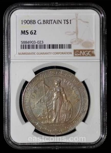 Dólar comercial británico tonificado MS62 1908-B - Imagen 1 de 4