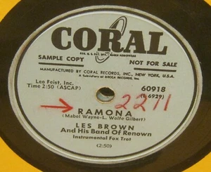 Ramona LES BROWN & His Band Of Renown 78 Phonograph Record!! PROMO COPY!! - Picture 1 of 1
