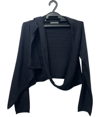 SARAH PACINI size S / M Black Wool Cardigan Long Sleeve Unusual - Image 1 of 4