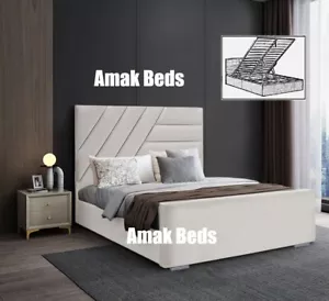 Designer Plush Velvet Ottoman Bed Frame,  Uphostered Bed, Gas Lift Storage Bed - Picture 1 of 13