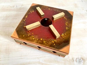 Mid-century Stövchen Rechaud emailliert Kupfer Kerzenstövchen Teelicht 70er - Bild 1 von 9