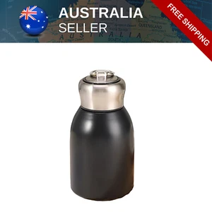 Chubby Mini Thermos 304 Steel Vacuum Leakproof Portable Travel Mug 300ml Black - Picture 1 of 3