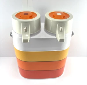 Botella de vacío de pavo real vintage termo doble bomba dispensador hecho en Japón con bolsa - Imagen 1 de 18