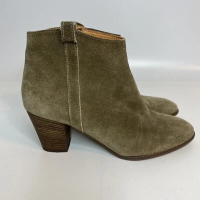 Madewell Janice Botines Cremallera Lateral Verde Oliva Gamuza Cuero Mujer EE. UU. 9 Foto 1 de 4
