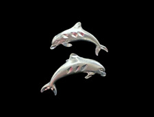 Dolphin Stud Earrings Sterling Silver 'Diamond Cut' Ocean Nautical Stamped 925
