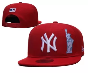 NEW YORK NY YANKEES MLB Flat Brim Adjustable Men's Casual Sports Cap Red - Picture 1 of 1