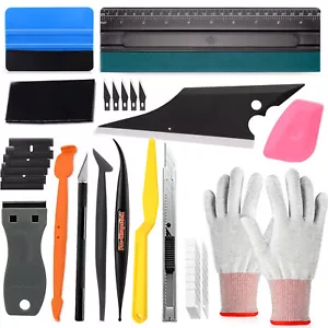 Vinyl Wrap Tool Kit Car Wrap Felt Squeegee Wallpaper Scraper Window Tint Tool US - Foto 1 di 7