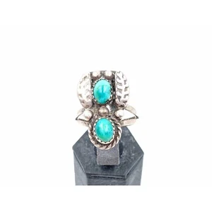 Vintage Native American D Whitegoat Sterling Turquoise Spider Ring - Picture 1 of 6