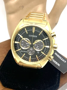Reloj Citizen Hombre CA4828-82E Eco Drive Esfera Negra Cronógrafo Acero Dorado 43mm - Imagen 1 de 14