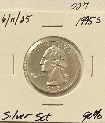 1995 S Proof AG 90% Washington Quarter -027 - Image 1 of 2