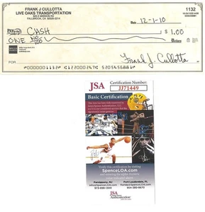 Frank Cullotta Mobster Signed Authentic Check JSA #JJ71449 - Picture 1 of 2
