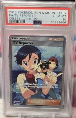 PSA 10 GEM MINT 2018 Pokemon Sun & Moon Celestial Storm 167 Full Art TV Reporter - Image 1 of 2