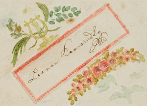 Glückwunschkarte, mit Lyra, Rosen u. Tauben, um 1900, Glückw Unbekannt (20.Jhd) - Picture 1 of 4