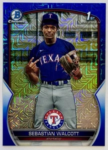 2023 Bowman Chrome Sebastian Walcott 1st Blue Mojo Refractor #81/150 Rangers - Picture 1 of 2