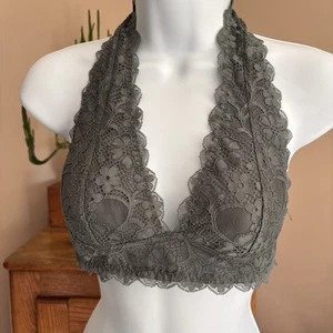 Intimately Free People Galloon Lace Halter Bralette Bra Floral Gray Women’s S - Picture 1 of 9