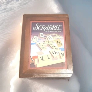 Scrabble Vintage Game Collection Wooden BookShelf Wood Box 2009 Edition Complete - Picture 1 of 6