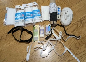 Poly-fil Braided Elastic & Vintage Elastic Lot Assorted Types - Picture 1 of 4