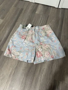 Lauren Ralph Lauren blau Blumen plissiert hohe Leibhöhe Leinen Shorts Country Gr. 8 neu mit Etikett - Bild 1 von 11