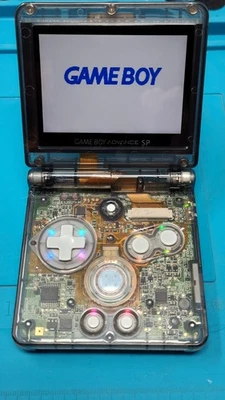 KIT Nintendo Game Boy Advance SP IPS/USB-C/LED negro transparente Foto 1 de 4