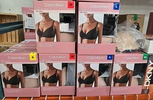 Calvin Klein Ladies' Lightly Lined Wirefree Bra, 2-pack BLACK/BARE Pick Size NEW - Picture 1 of 3