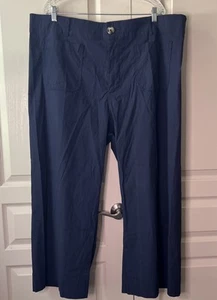 Anthropologie Colette Cropped Wide-Leg Pants Sz Plus 24W NWT Navy - Picture 1 of 8