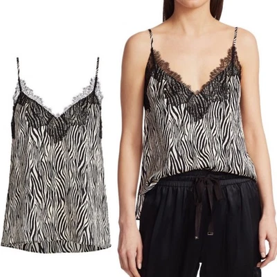 Cami NYC The Nora Zebra Silk Top Womens Size S Lace Trim V Neck Sexy - Image 1 of 4