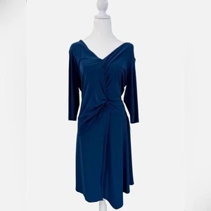 NEW JOSEPH RIBKOFF pleated Faux Wrap Dress Navy Marine Size 14 - Picture 1 of 7