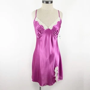 Vintage Enchanting Satin Lace Slip Dress Lingerie Pink Short Size Medium NWT - Picture 1 of 16