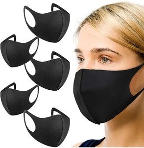 Waschbare Stoff 3D Gesichtsmaske Sport Radfahren atmungsaktiv schwarz Stretch WIEDERVERWENDBAR UK - Bild 1 von 13