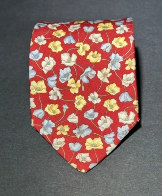 Burberrys Men’s Red Yellow Grey Silk Floral Tie Pre-owned  - Image 1 of 4