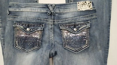 Jeans Vanity Mujer Etiqueta 28W Dakota Estrás Lentejuelas Destruido Acampanado  Foto 1 de 4