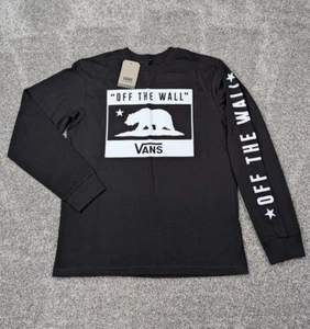 Vans Shirt Boys L Black Long Sleeve Tee Stoic Bear Off The Wall Juniors Girls - Picture 1 of 7
