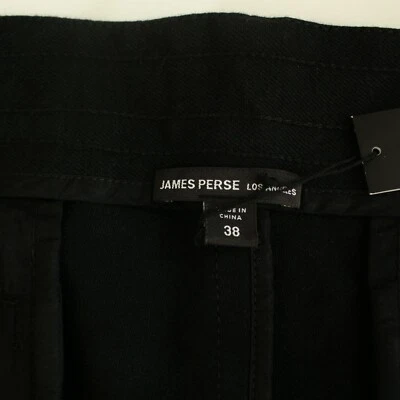 $245 Nuevo Con Etiquetas James Perse Hombres Pantalones Talla 38x33 Botón Mosca Negro Frente Plano Foto 1 de 4