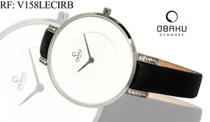 OBAKU Damenuhr V158LECIRB Edelstahl mit Lederband, mit Zirkonia - Picture 1 of 6