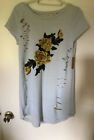 hippy  laundry embroidered flower distressed knit shirt dress size M