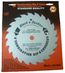 2 Stück Black & Decker 8" 22T Kombination Rip & Cross Cutting Kreissägeblätter - Bild 1 von 1
