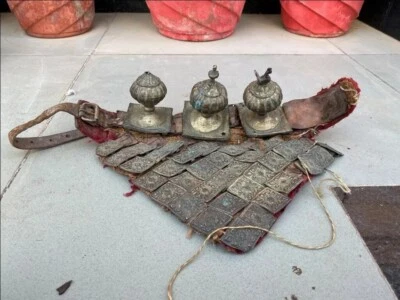 Antique Ethnic Copper Gold Horse Elephant Traditional Jewelry Accessory Panel - Image 1 of 4