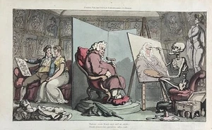 1815 Rowlandson DEATH AND THE PORTRAIT English Dance Of Death Aquatint Etching - Picture 1 of 3