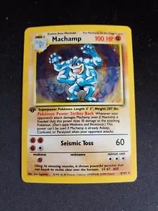 1999 Vintage WOTC Pokemon Base Set 1st Edition HOLO Machamp #8/102 - MP - Picture 1 of 4