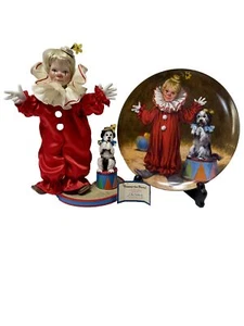 TOMMY THE CLOWN 1990 Reco McClelland Children's Circus Porcelain Doll & 9" Plate - Picture 1 of 23
