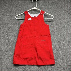 Vintage Tommy Hilfiger Dress Youth Girls Size 4T Red Sleeveless Button Strap 90s - Picture 1 of 12