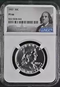 1957 Franklin Half Dollar 50C NGC PF66 - Picture 1 of 2