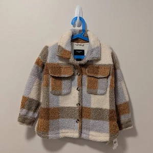 Tilley Endurables Kids Sherpa Shacket, Size 4-5Y Tan Plaid NWTS - Picture 1 of 6