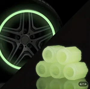 4Pc Universal Glow in Dark Fluorescent Car Tire Valve Caps Cover π¬π§ π§‘πππ - Picture 1 of 8