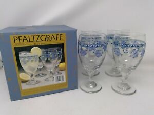 Pfaltzgraff Blue Isle Boxed Set of 4 Glass Iced Beverage Glasses 16 oz