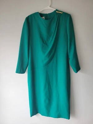 Vestido Vintage Verde HENRY LEE Botones Dorados Talla 12 Foto 1 de 4