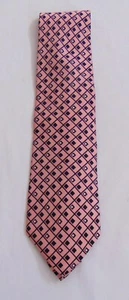 Men's Necktie Stafford 100% Silk Pink with Blue 56" Made in Italy #50 - Picture 1 of 4