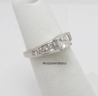 1CT Natural Princess Diamond Anniversary Engagement Wedding Ring 14K White Gold - Image 1 of 4